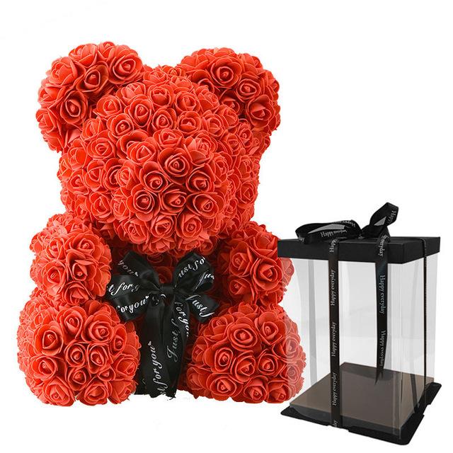 Cadeau Femme - Doudou En Rose: Ourson Fleurs 45cm