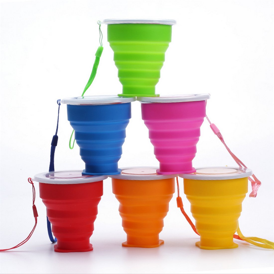 Lot De 2 Gobelets Pliables En Silicone - 270 Ml, Avec Couvercle, Pour Camping, Randonnée, Voyage