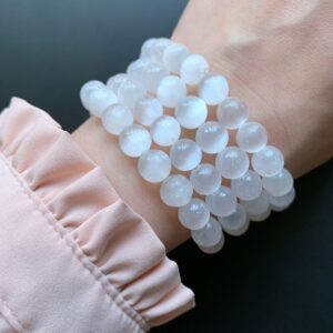 Bracelet en pierre de cristal de sélénite blanche